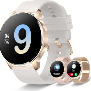 Iaret Smart Watch for Women (Answer/Make Call), Fitness Tracker for Android and iOS Phones Waterproof Smartwatch with 1.32" HD Full Touch Screen AI Voice Control Heart Rate Sleep Monitor Pedometer